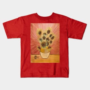 Bouquet of sunflowers in a vase Kids T-Shirt